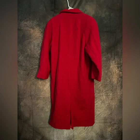 Vintage Long Red Double-Breasted Coat - Picture 6 of 11
